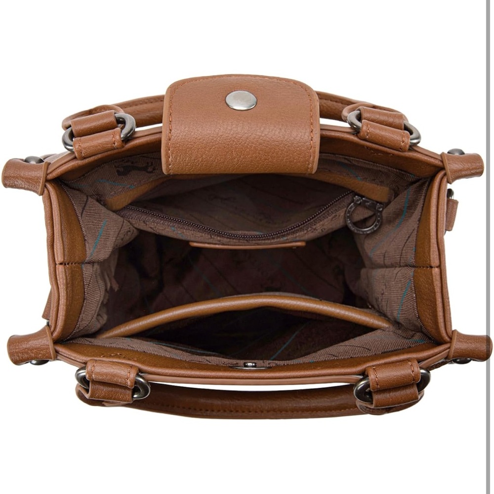 Western Brown Embroidered Crossbody Bag with rivet details - Picture 5 of 6